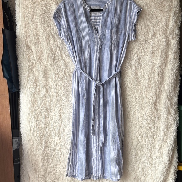 Rails Striped Blue and White Midi Dress - Picture 1 of 15